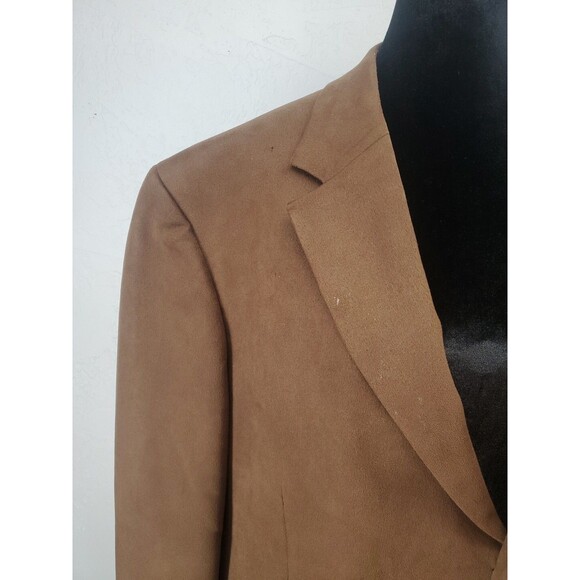 Andrew Fezza Brown Poly Suede Blazer Sports Coat Size 48L - Picture 2 of 8